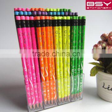 12 pcs HB roll printing pencil with eraser pencil with pvc box