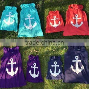 baby girls Anchor tank tops with bow anchor shirt for children