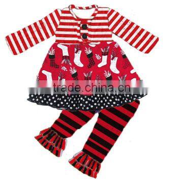 Sue Lucky 2017 wholesale custom made baby girl clothing sets for USA Christmas