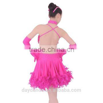 Girls Feather Ballroom Latin Dress Fancy Dress Competition For Kids photo-2