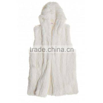 SJ326-01 Snow White Pretty Lady Vests 1*1 Knit Super Quality Real Furs