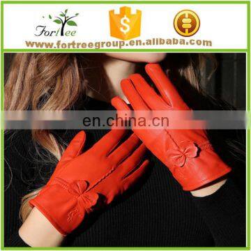 hot product fashion pink leather glove wholesale with bow