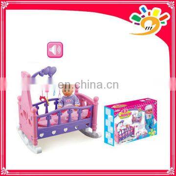 Kids Music Rocking Bed Toy/ Toys Bed Set With Doll