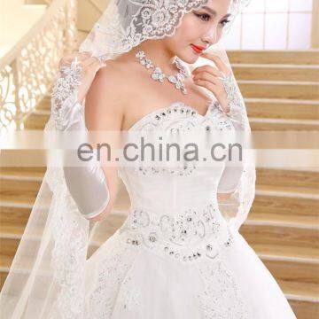 HS1623 2017 Lace Strapless Wedding Dress With Long Train Bridal Ball Gown photo-5