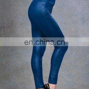 New Fashion Dark Blue Woman's Leather Pants photo-3