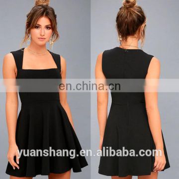 2017 high quality lady alibaba fashion black skater dress