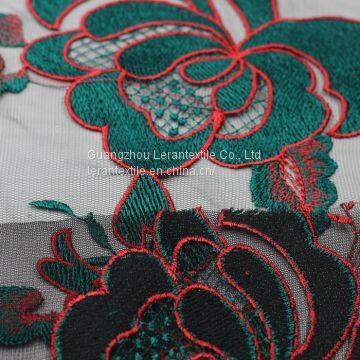 China Manufacture India Flower Mesh Net Embroidered Lace Fabric for Garment photo-4