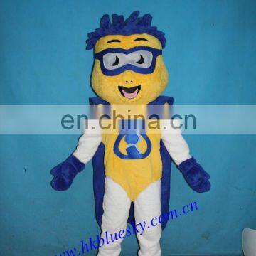 Custom Iman mascot costume with blue cape