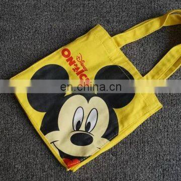 Hot design mickey yellow canvas shopping bag factory cheap gift bag