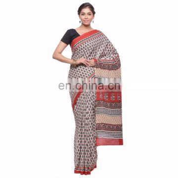 Soundarya new design casual wear bagru hand block printed saree for ladies