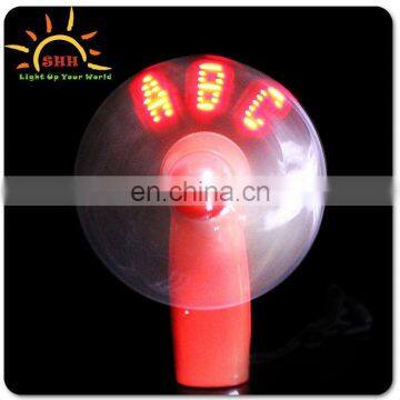 ABS Material Cool Message Fashionable Light Up LED Flashing Fan Wholesale with Option Color for Promotion