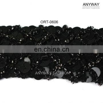 black french lace sequin tape trimming