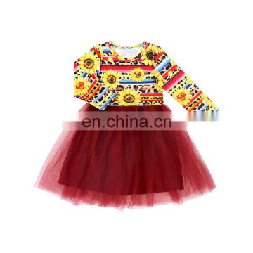 Little Girls Sunflower Cheetah Dresses New Model Girl Dress Kids Tutu Dress