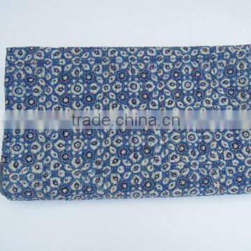 Handmade Indigo Hand Block Printed Kantha Quilt Throw Organic Vegetable Ajrakh Prints Bedspreads Bed Cover Blanket