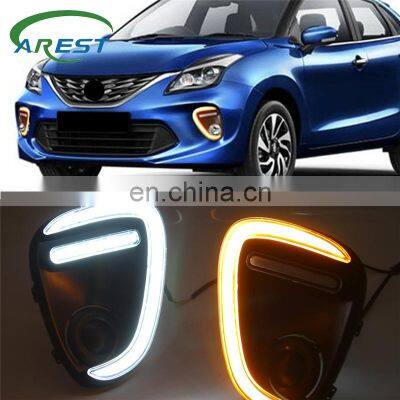 Carest 1Pair Car LED Daytime Running Lights Fog Lamp with yellow turn signal For Suzuki Baleno 2019 2020