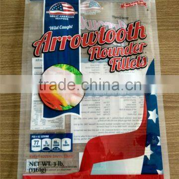 PA / PE three sides sealed plastic frozen sea food packaging bag