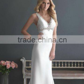 2014 New Model Elegant V-neck and Strapless Beaded Wedding Dress