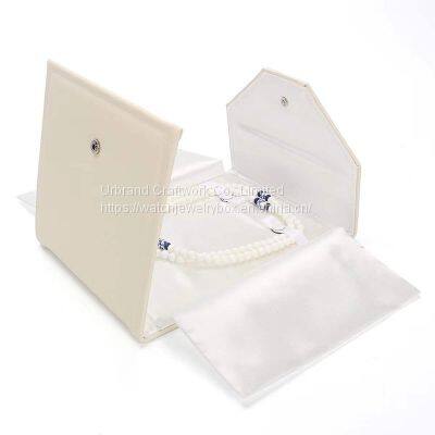 Pearl Necklace Folding Package New Packaging Jewelry Bag PU Leather Clutch Bag Portable Travel Jewelry Storage Bag