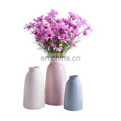 Simple and modern macaron ceramic vase floral three-piece home decoration