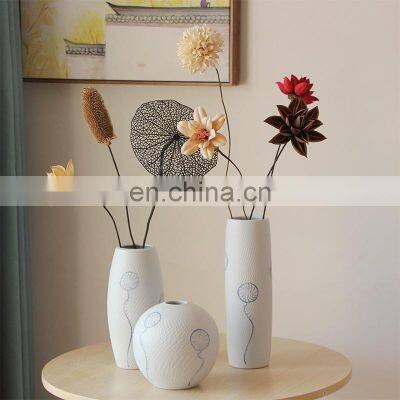 dandelion China white ceramic flowers in vase on table