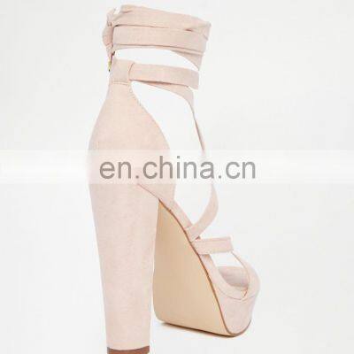 Ladies High Heeled Platform Lace up Sandals Shoes photo-3