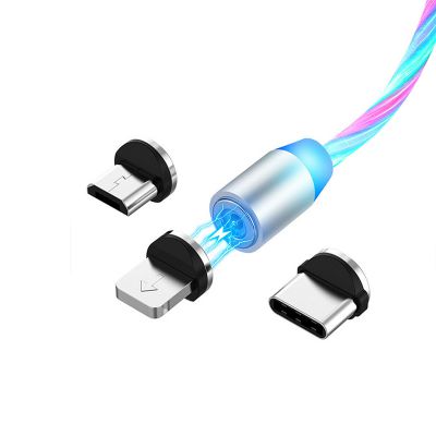 New popular cable 8pin type c 3in1 magnetic cable led light cable for apple for samsung mobile phone