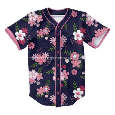 100% polyester sublimated baseball jersey customize your color and design