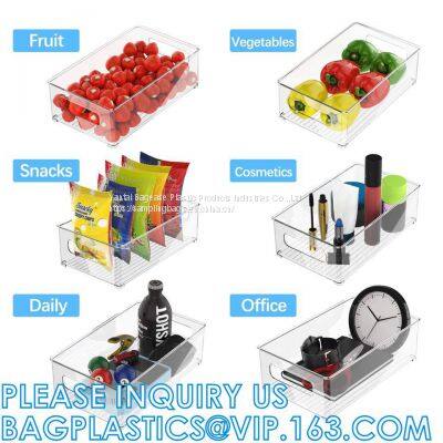 Hot Selling Transparent Plastic Pet Kitchen Stackable Storage Box Bins Container Set Refrigerator Drawer Fridge Organizer photo-4