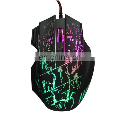 HXSJ A874 running water crack game mouse colorful luminous MOUSE 7D game mouse 3200dpi factory spot