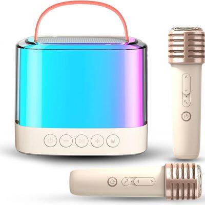 Professional Mini Karaoke Machine for Kids with Songs Bluetooth Speaker Mini Extra Long Range Illusion Flowing LED Light