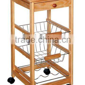 Wooden Tile Top Kitchen Trolley