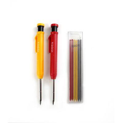 Long Nib Deep Hole Marker Pen and Black Refill Woodwork Mechanical Carpenter Woodworker Construction Pencil With Scale Markings photo-3