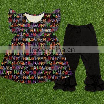 Summer Halloween Boutique Sets Baby Girls Outfit Wholesale Gril Flutter Sleeve Baby Girl Ruffle Pants Remake Outfits