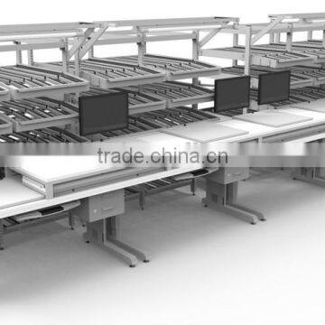 Detall ESD conveyor assembly working tables line for workshop