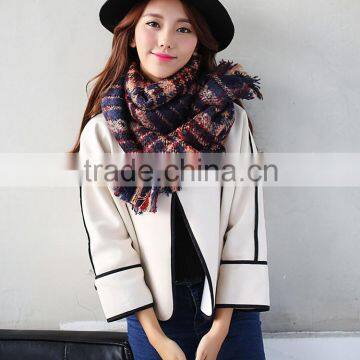 Winter Warm Thick Woven Checked Plaid Tartan Blanket Scarf photo-3