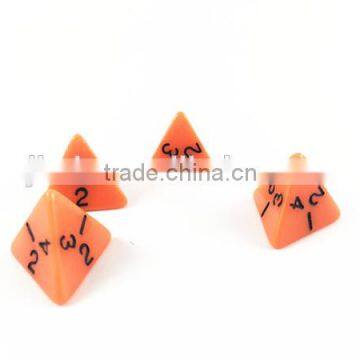 orange plastic 4 sided game dice,bulk dice for wholesale