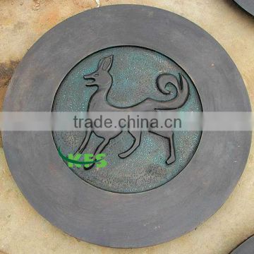 Bronze animal relief with deer carving