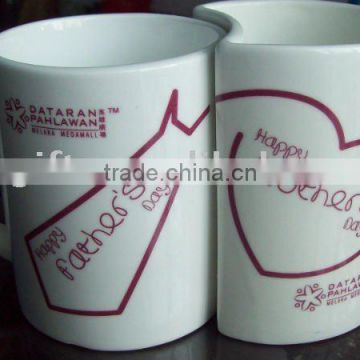 Valentine day gift ceramic lovers mug cup with decal