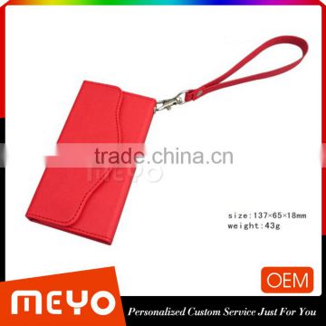 Foldable magnetic leather mobile phone bag with card slot