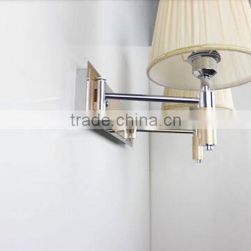 2016 Zhongshan Two Arms Fabric Shade Fancy Wall Light for Home Chrome Polished Wall Light Home Funiture photo-2