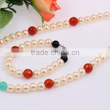 Candy Color New Fashion Wholesale Lady Wedding Jewellry Beads Pearl Jewelry Set Necklace Bracelet