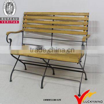 outdoor garden wood and metal folding bench