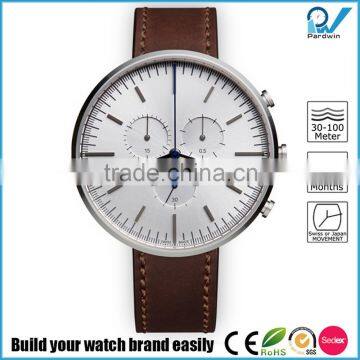 Polished 316L stainless steel 42mm strap leather or rubber changeable multi-functions running watch