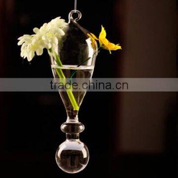 Hanging Water Drop Shaped Glass Vase, Air Plant Terrarium, Flat Bottom,