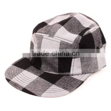 five panels snapback hat plaid flat brim design 5 panel caps