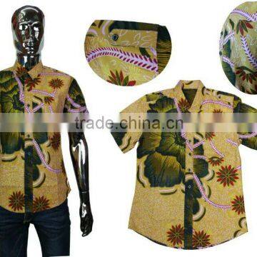 wholesale african batik fabric suit mens t shirt in high quality