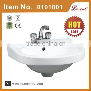 Cheap Ceramic single hole wash basin bathroom wall hang basin