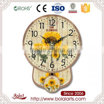 Personalized style bright sunflowers and black pointer recycled material wall clock