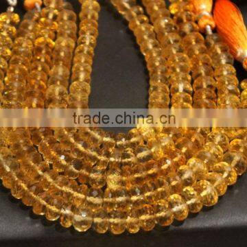 SEMI PRECIOUS NATURAL CITRINE 8-9MM RONDELLE FACETED LOOSE BEADS STRAND LINE photo-2