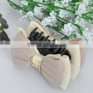 fabric bow strip hair claw korean style